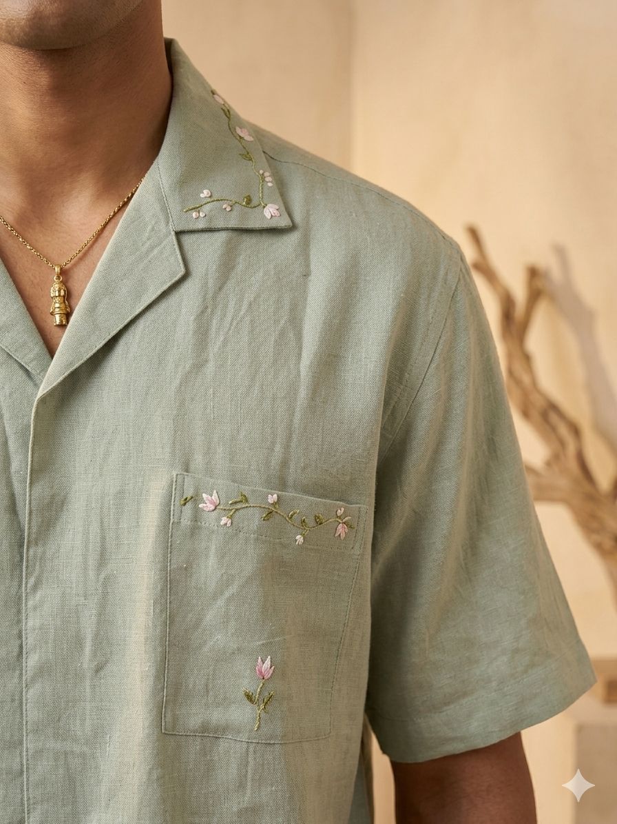 Petal Vine Hand Embroidered Shirt