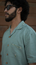 Petal Vine Linen Hand Embroidered Shirt
