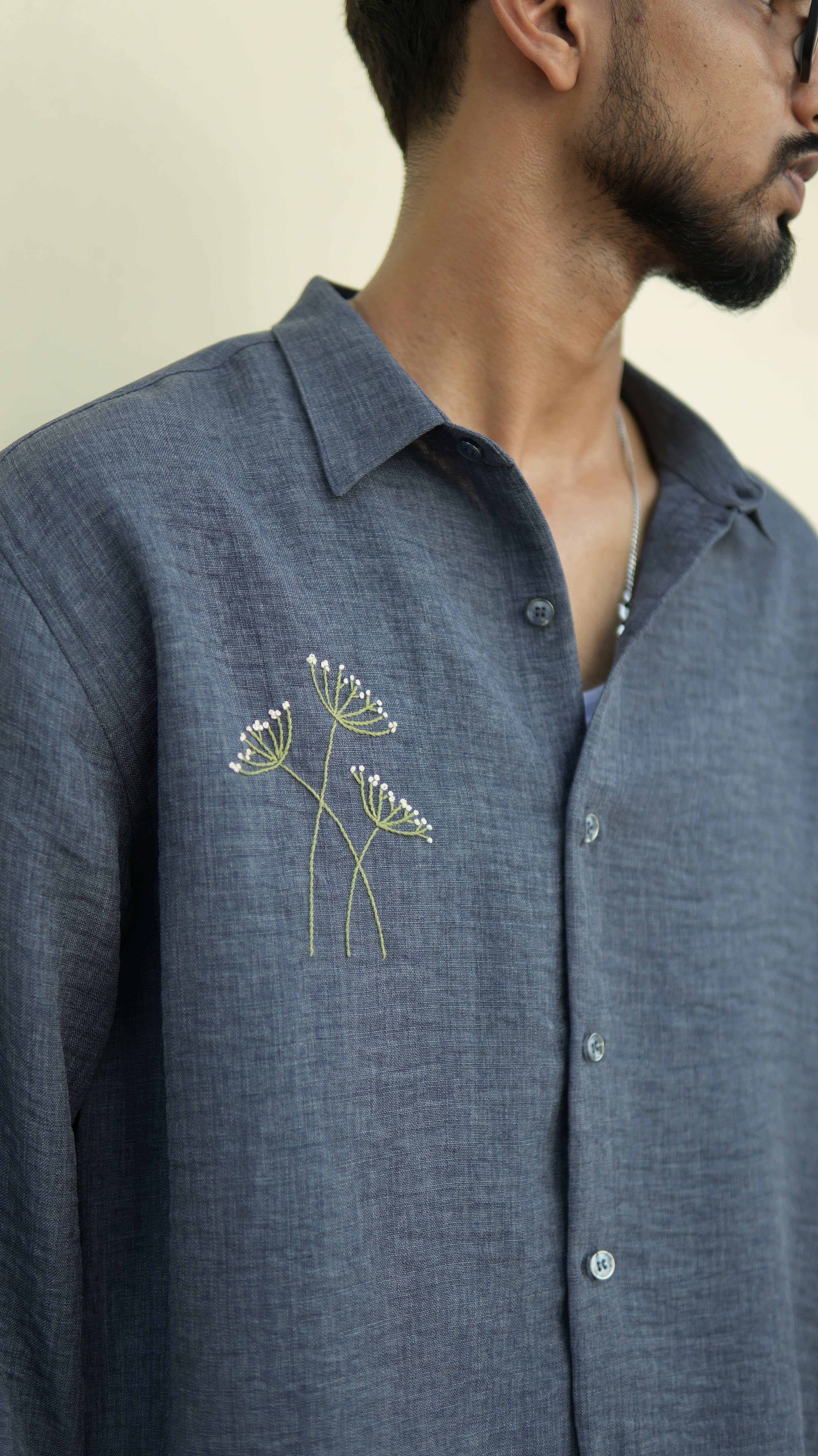 Wild Grass Hand Embroidered Shirt