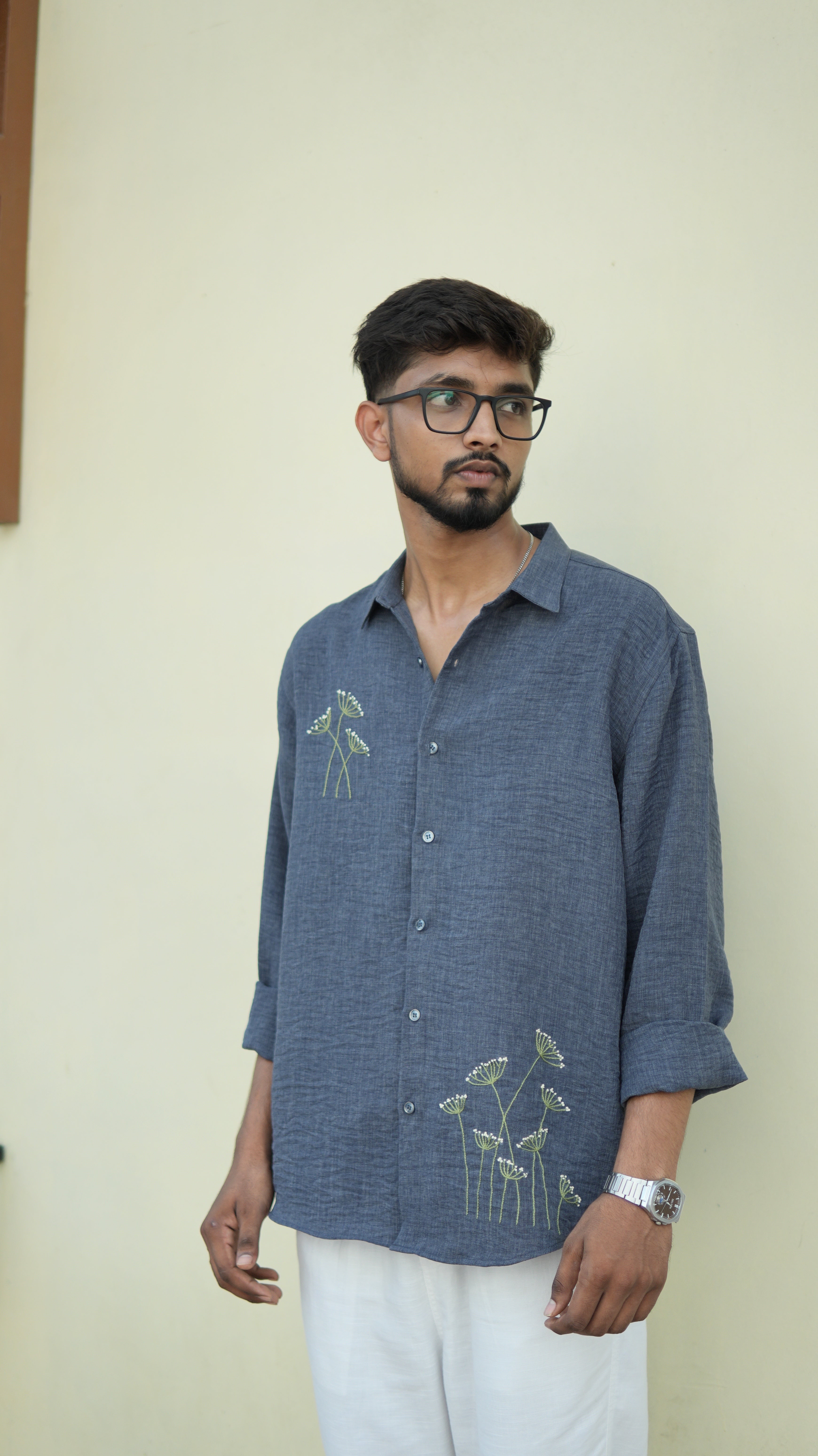 Wild Grass Hand Embroidered Shirt