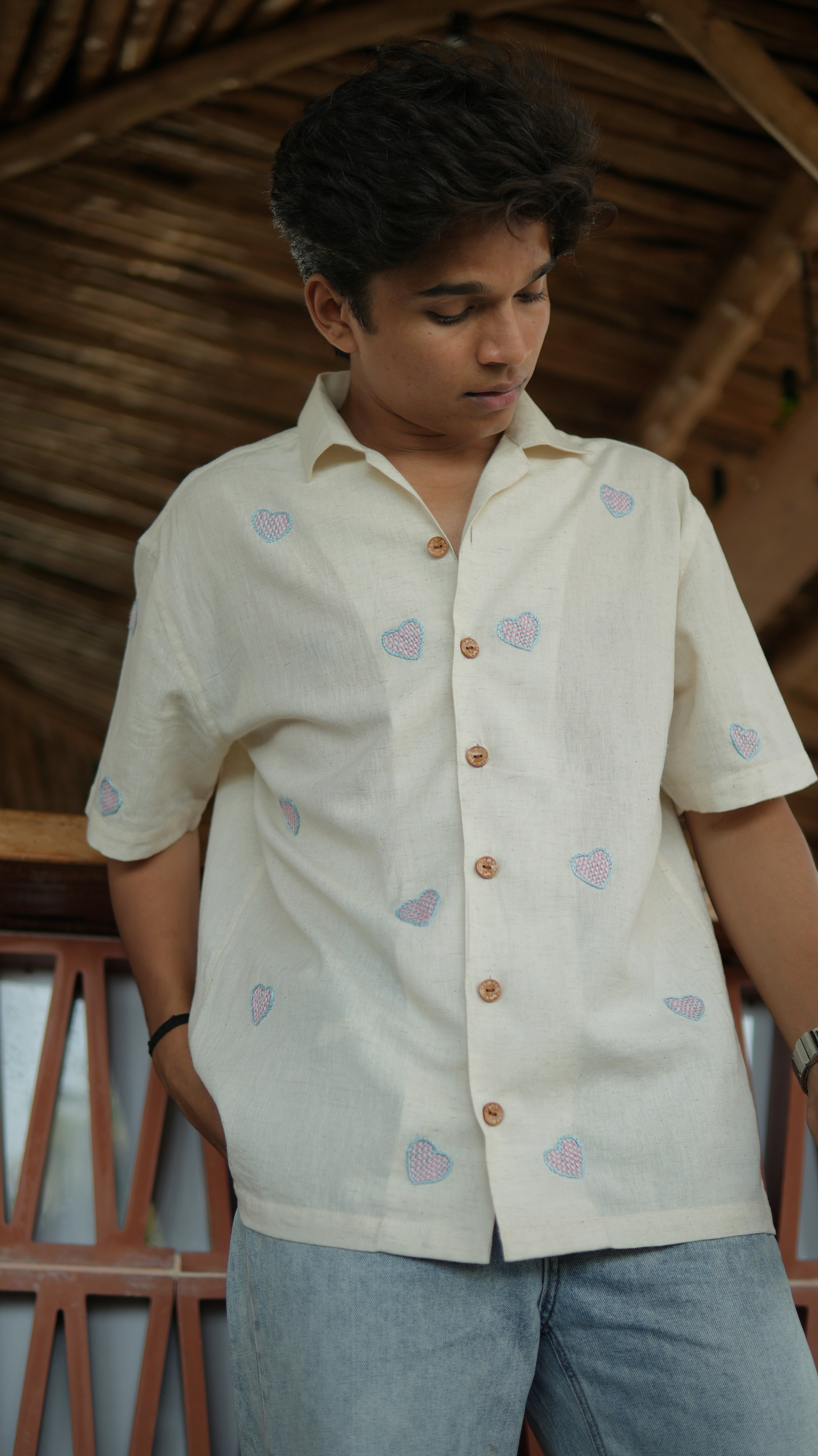 One Heart Hand Embroidered Shirt