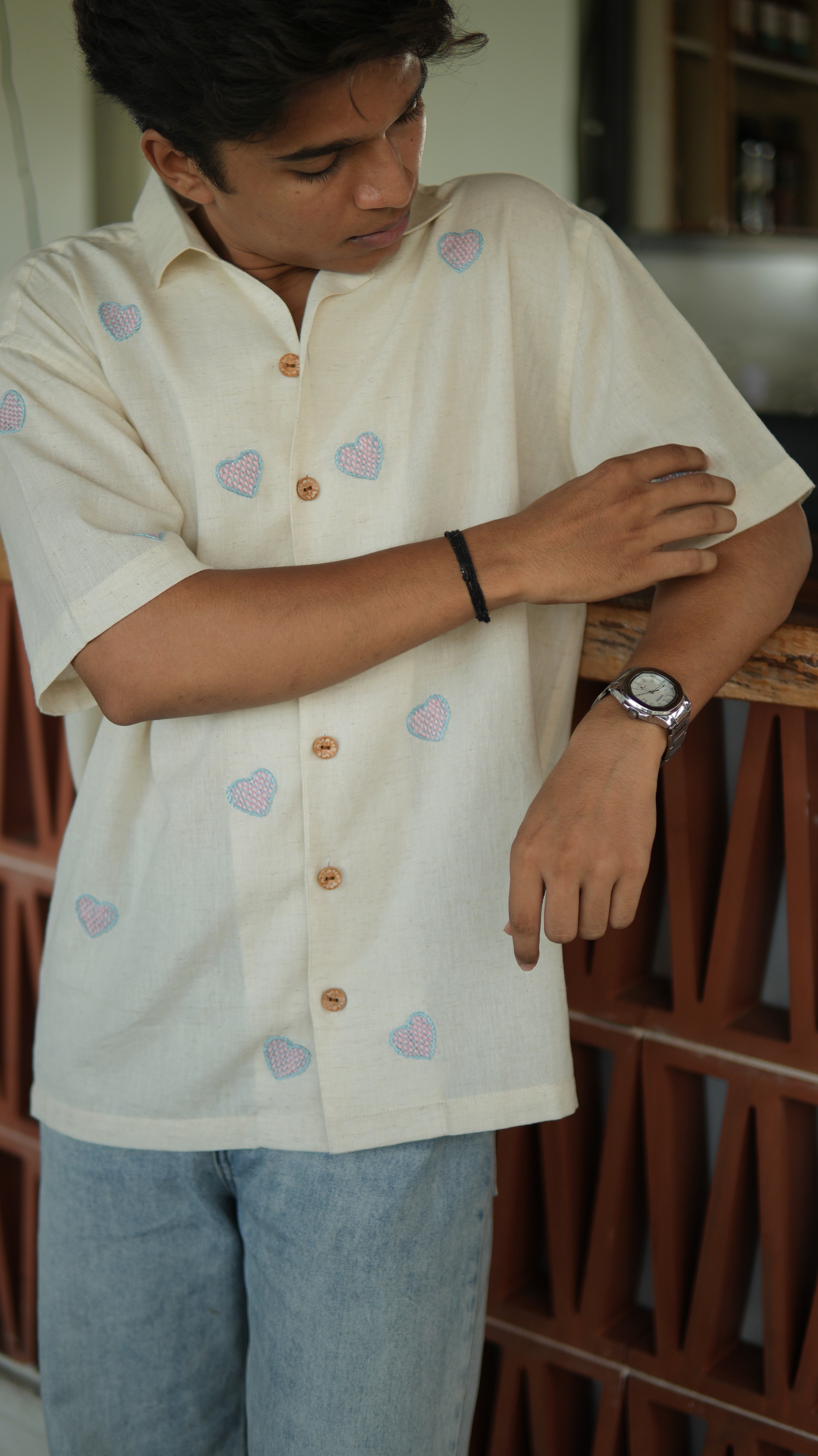 One Heart Hand Embroidered Shirt