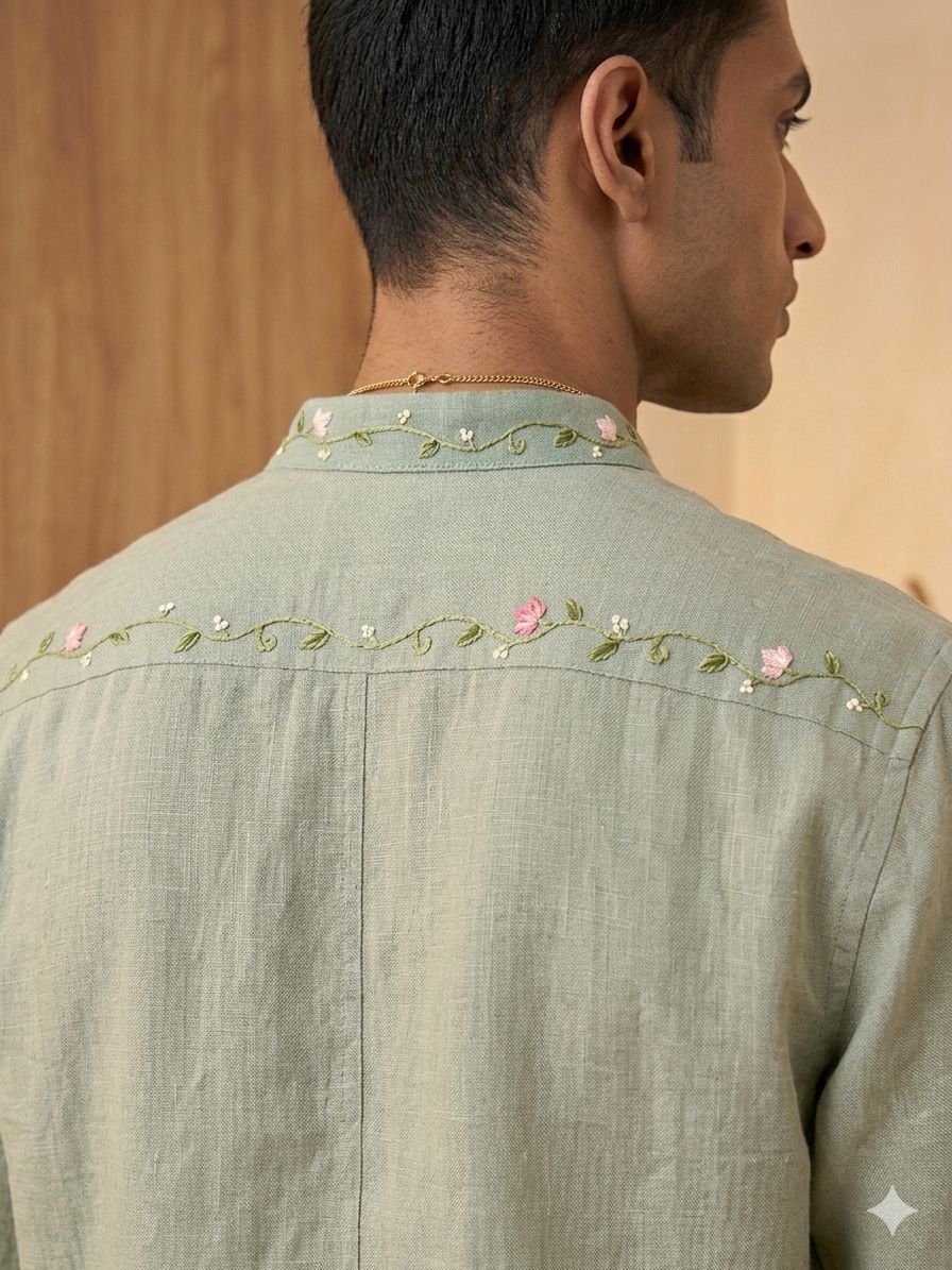 Petal Vine Hand Embroidered Shirt